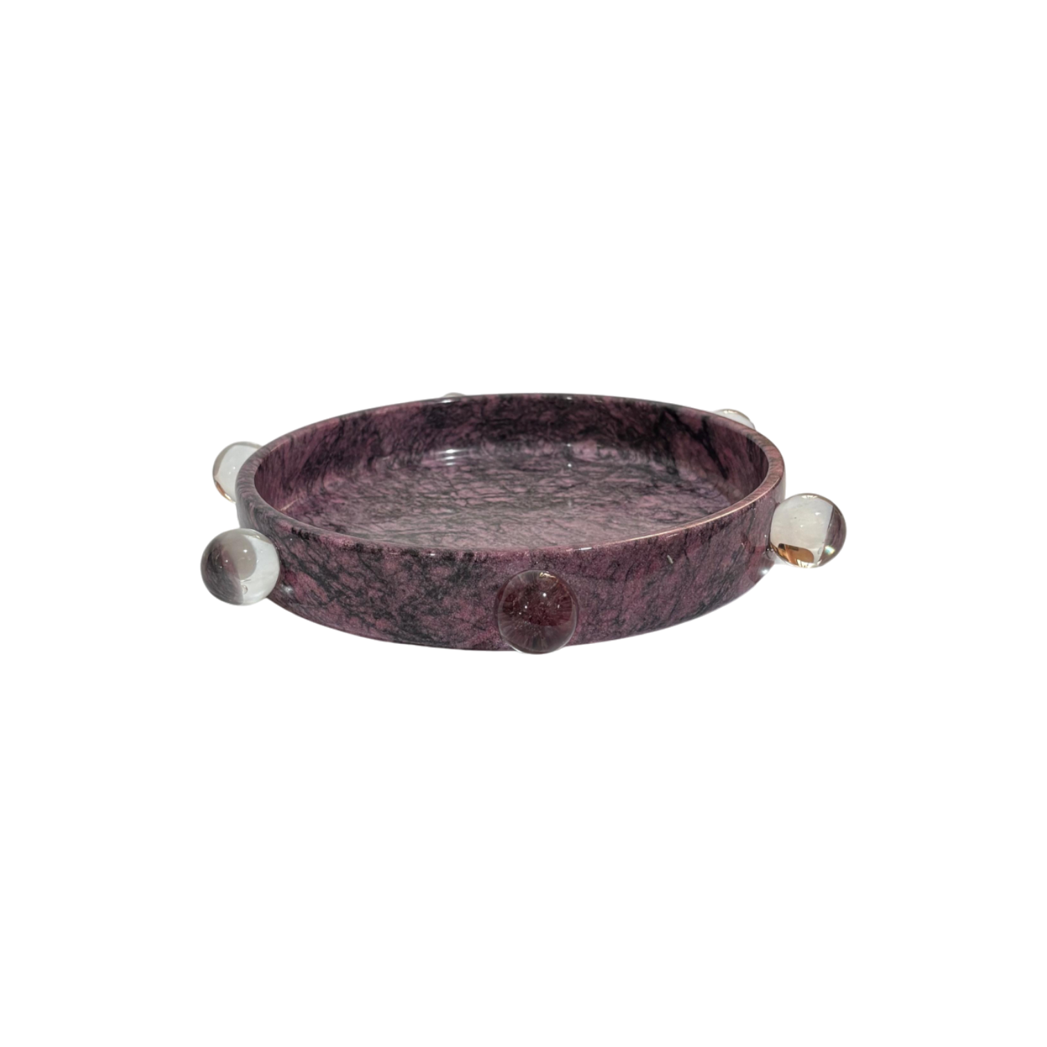 Kristal Detaylı Mermer Tepsi - Mor