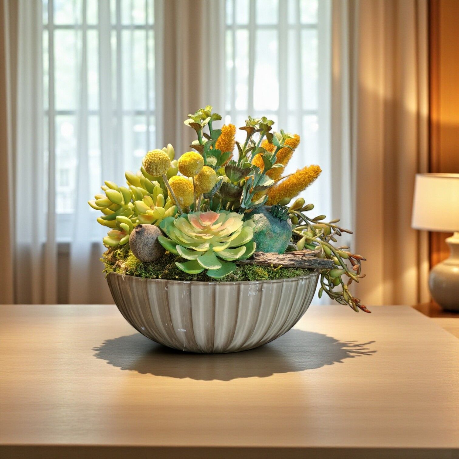 Cam Saksılı Sukulent - Kahverengi