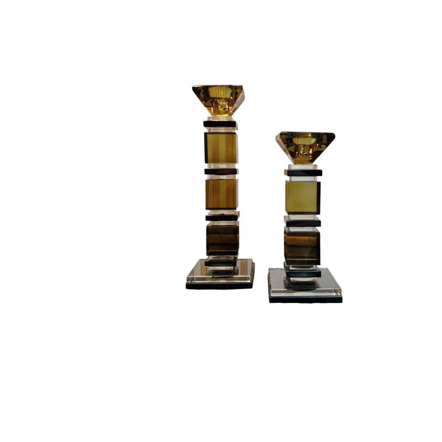 4x4 Kristal Şamdan Set - Yağ Yeşili