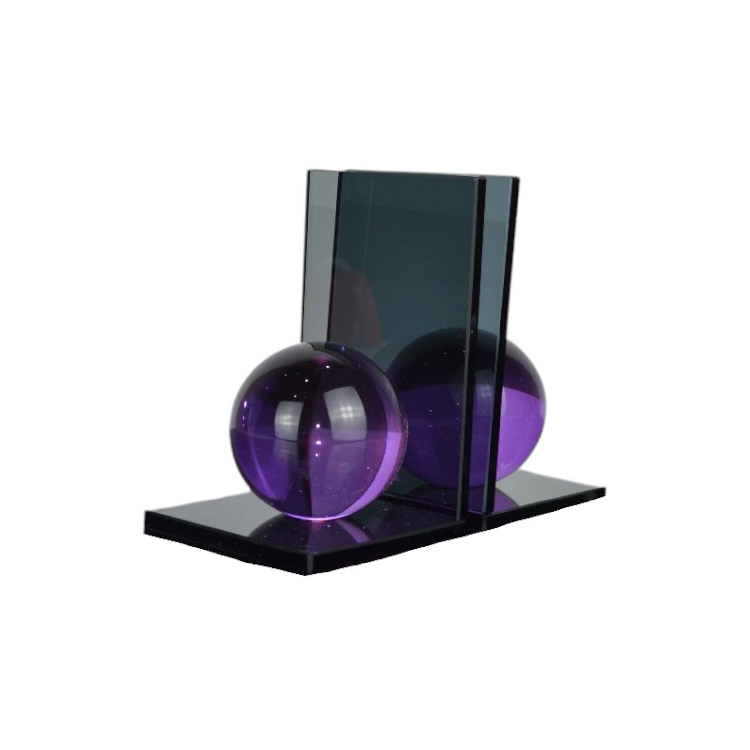 L Küre Kitap Tutucu Füme Cam - Mor