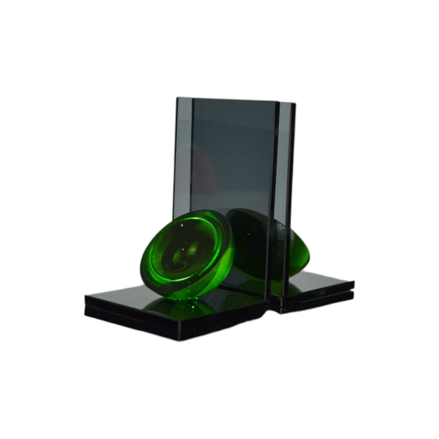 L Yarım Küre Kitap Tutucu Füme Cam - Yeşil