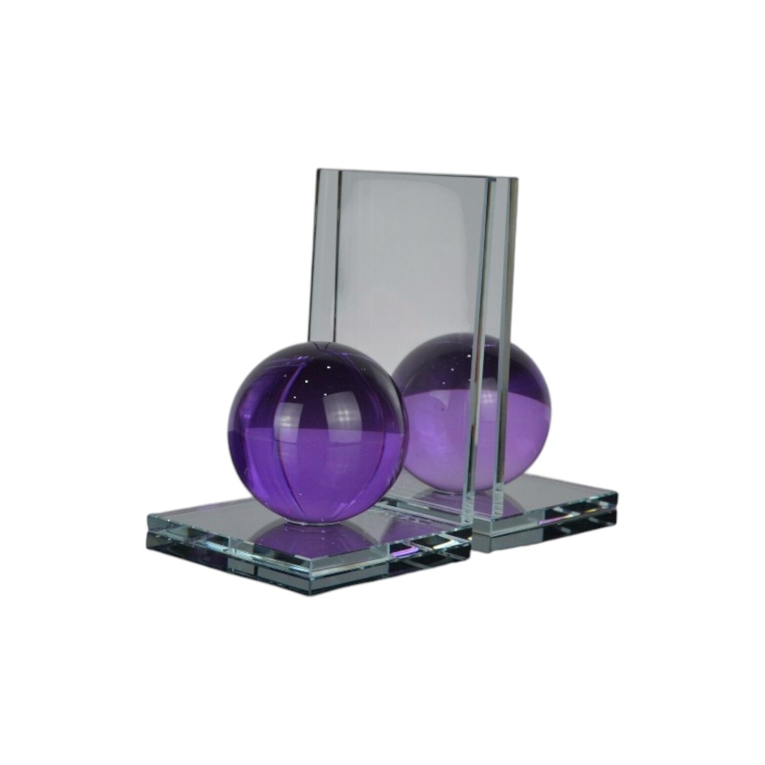 L Küre Kitap Tutucu Şeffaf Cam - Mor