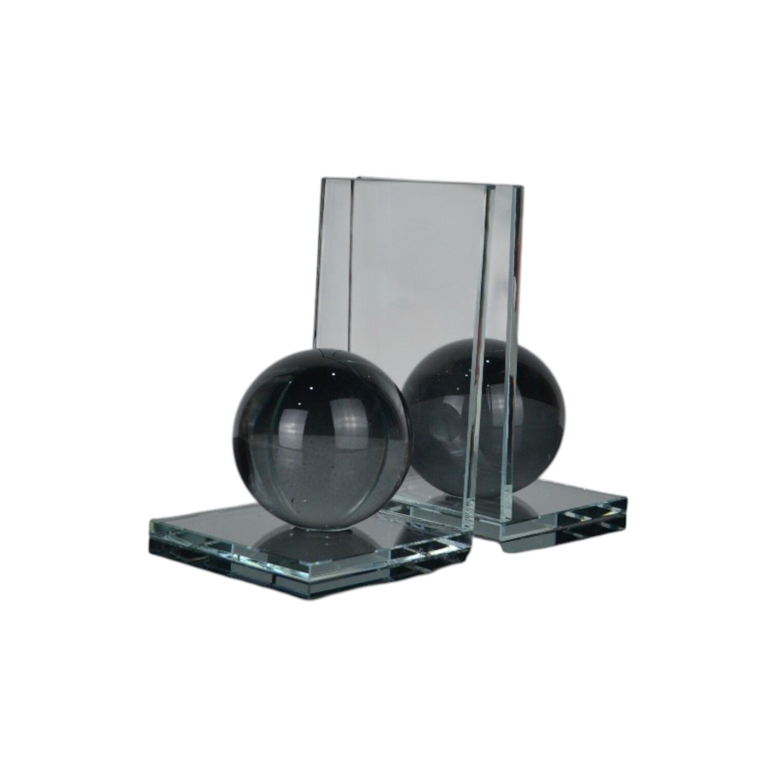 L Küre Kitap Tutucu Şeffaf Cam - Füme