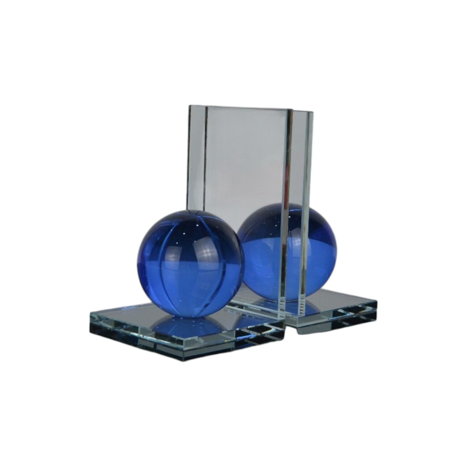 L Küre Kitap Tutucu Şeffaf Cam - Mavi