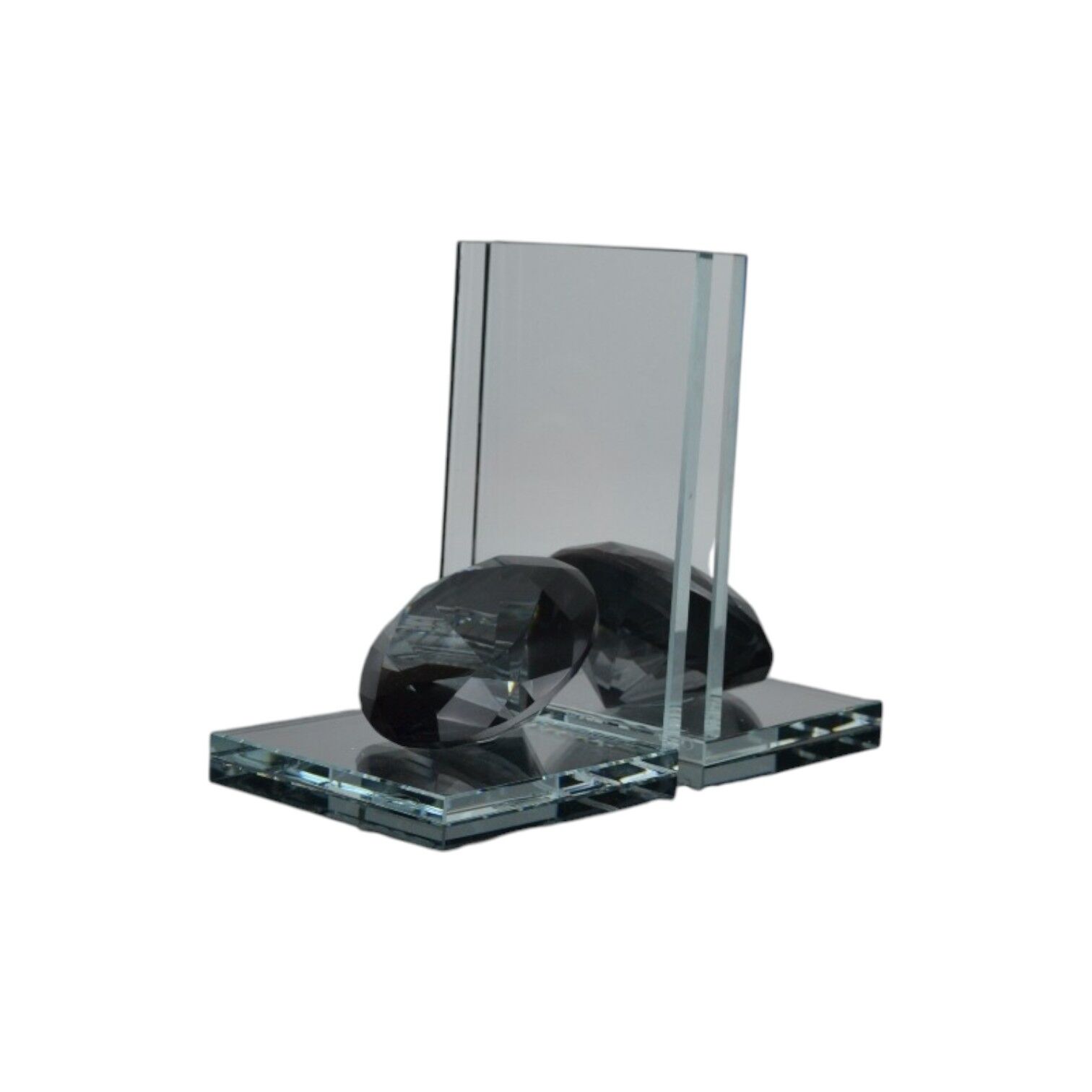 L Elmas Kitap Tutucu Şeffaf Cam - Füme