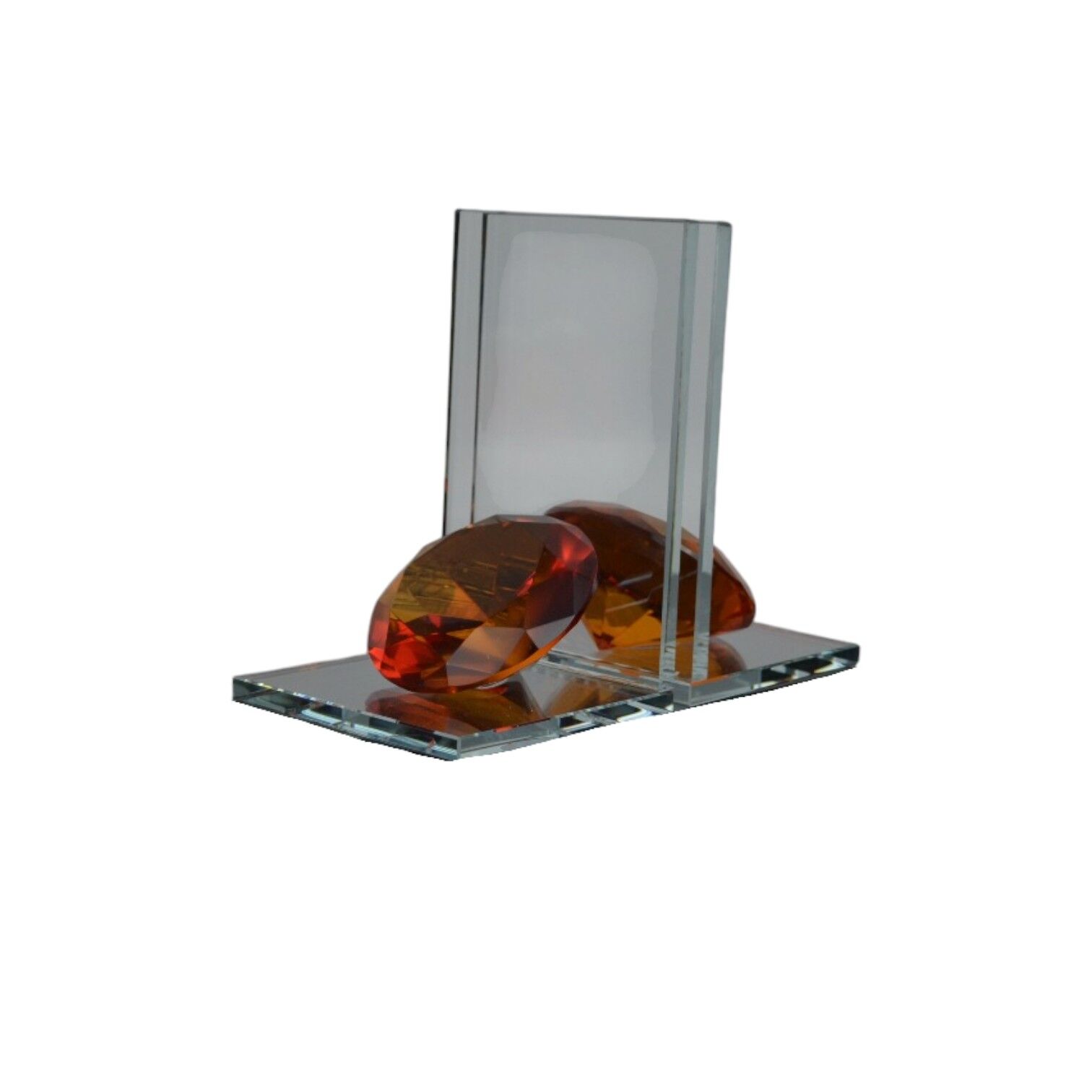 L Elmas Kitap Tutucu Şeffaf Cam - Turuncu