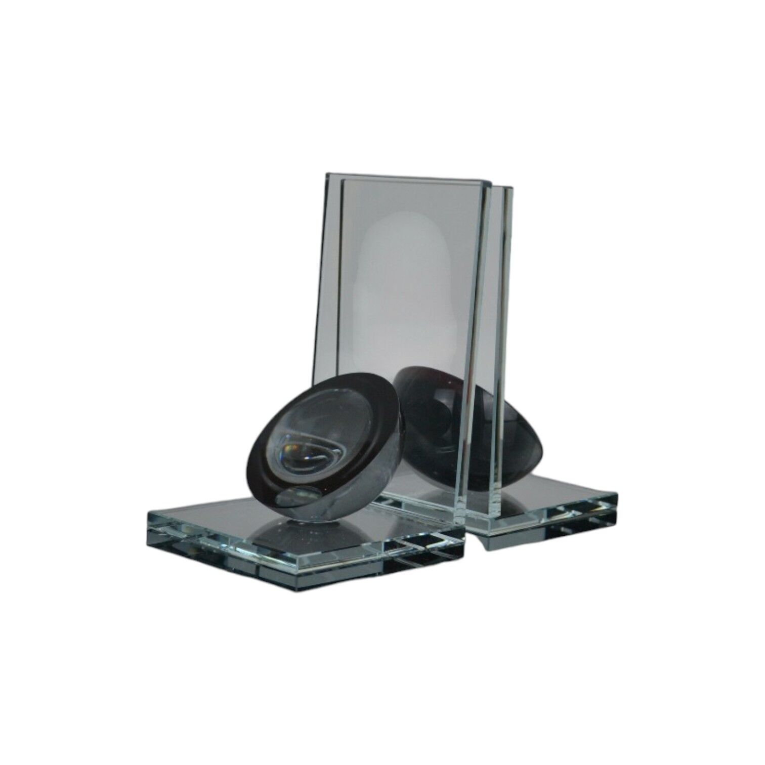 L Yarım Küre Kitap Tutucu Şeffaf Cam - Füme