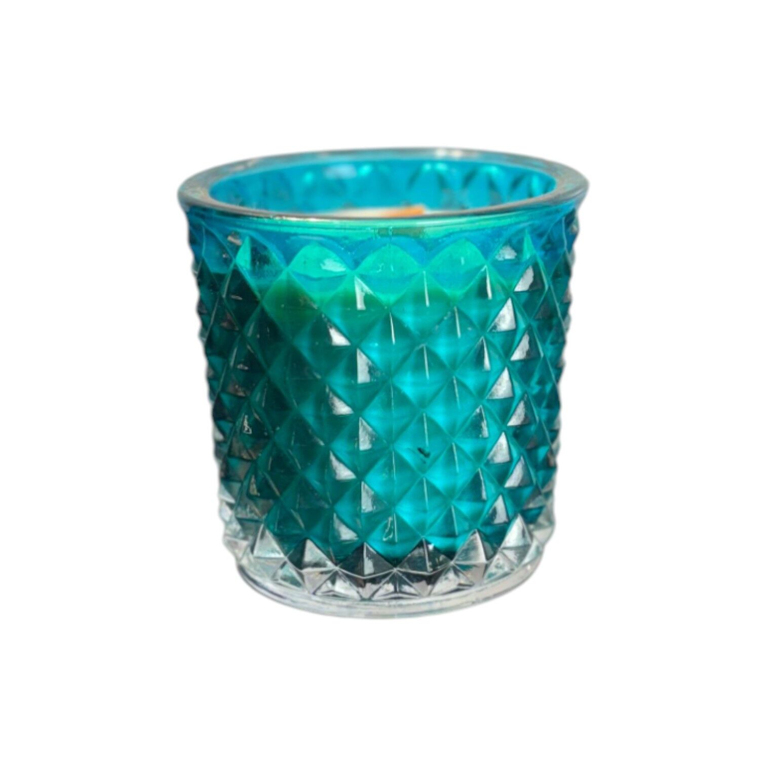 Elmas Desen Cam Mum - Turkuaz