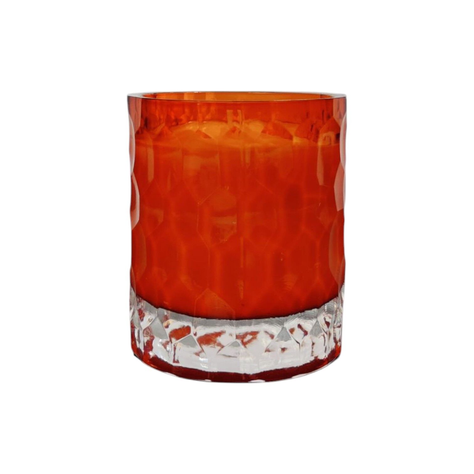 Çakıl Desen Cam Bardak Mum - Turuncu
