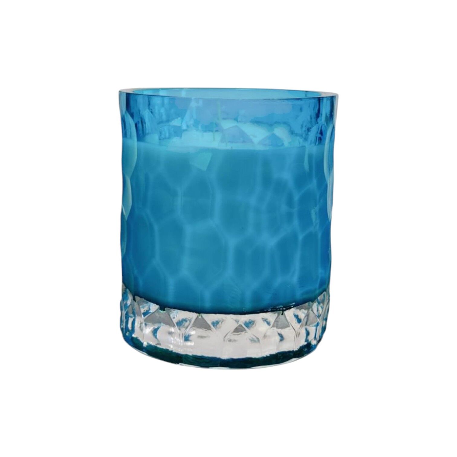 Çakıl Desen Cam Bardak Mum - Turkuaz