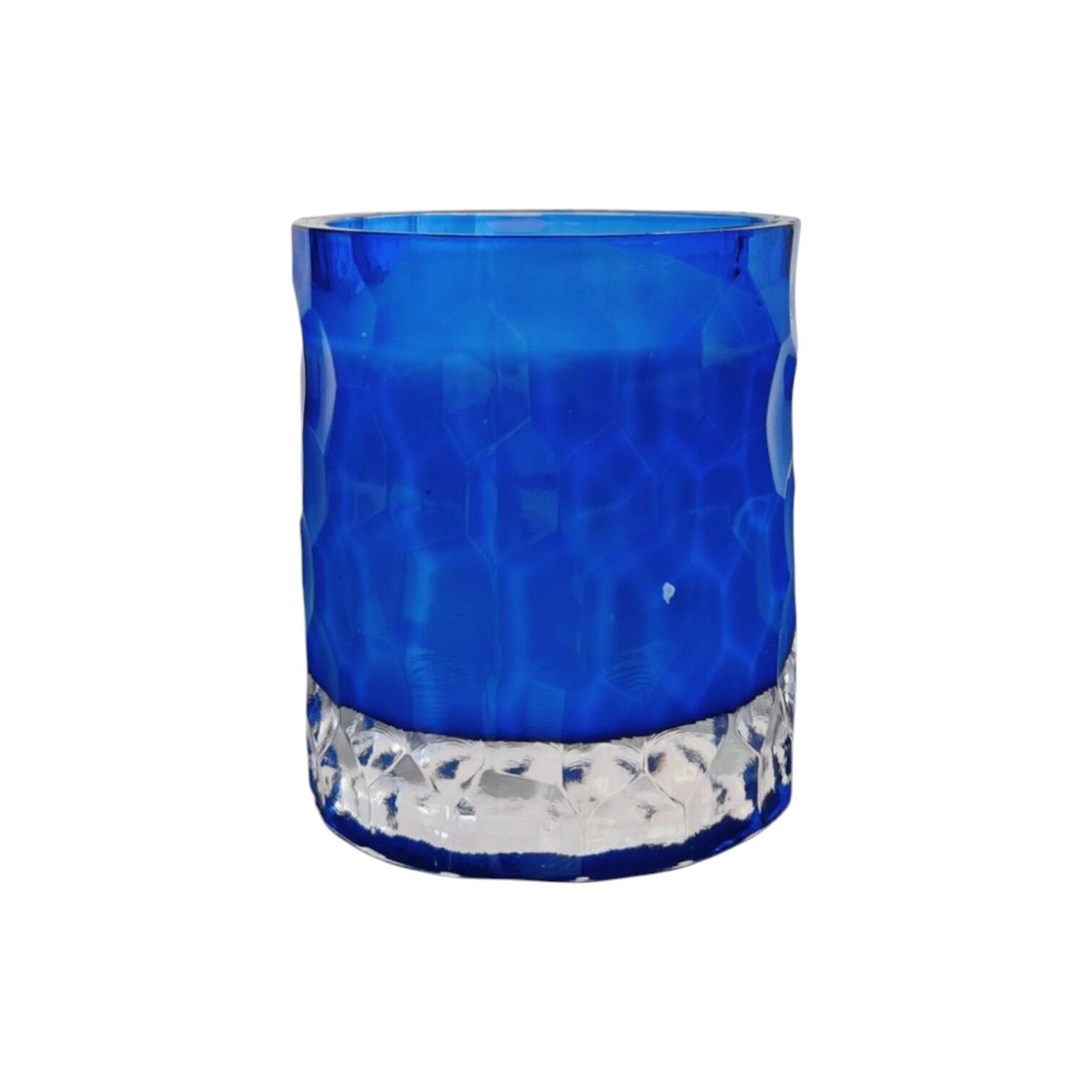 Çakıl Desen Cam Bardak Mum - Mavi