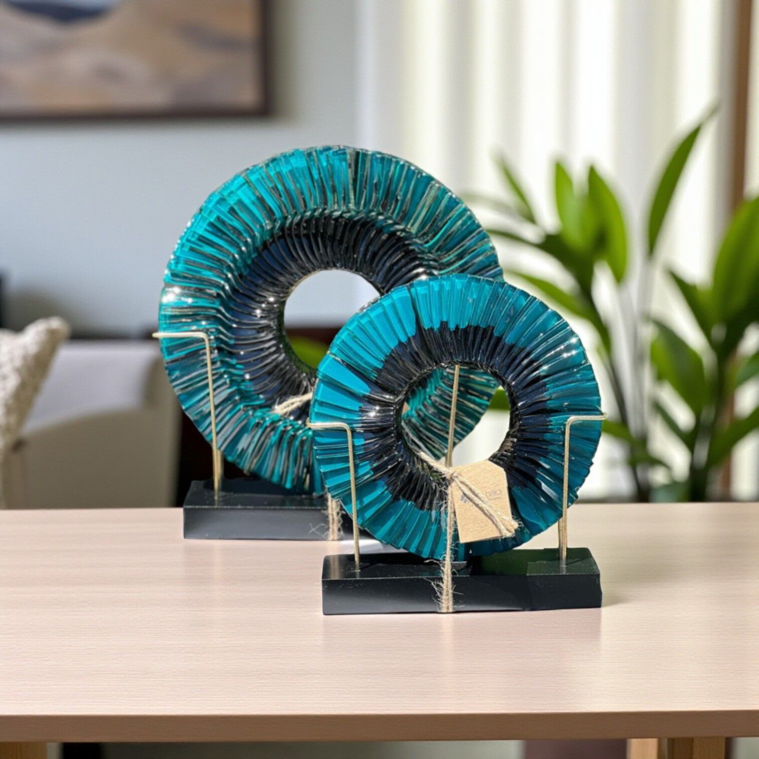 Cam Disk Set (Ahşap Ayak) - Gece Mavisi-Siyah