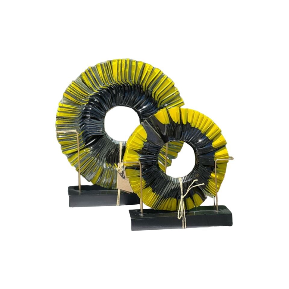 Cam Disk Set (Ahşap Ayak) - Sarı-Siyah