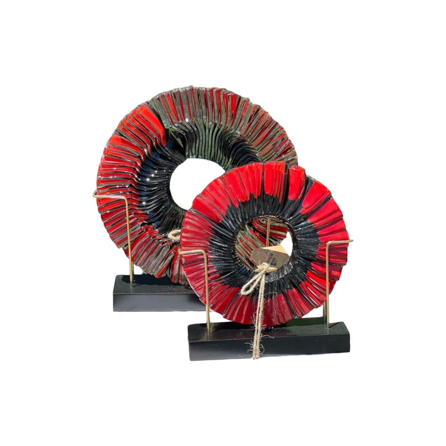 Cam Disk Set (Ahşap Ayak) - Kırmızı-Siyah