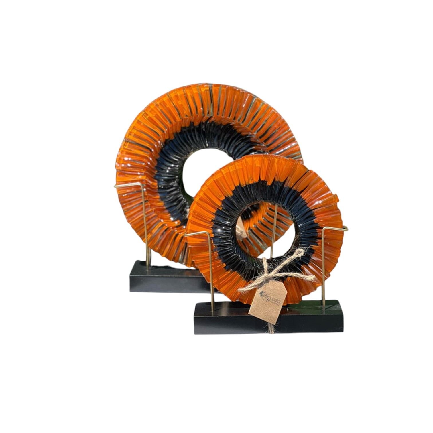 Cam Disk Set (Ahşap Ayak) - Turuncu-Siyah