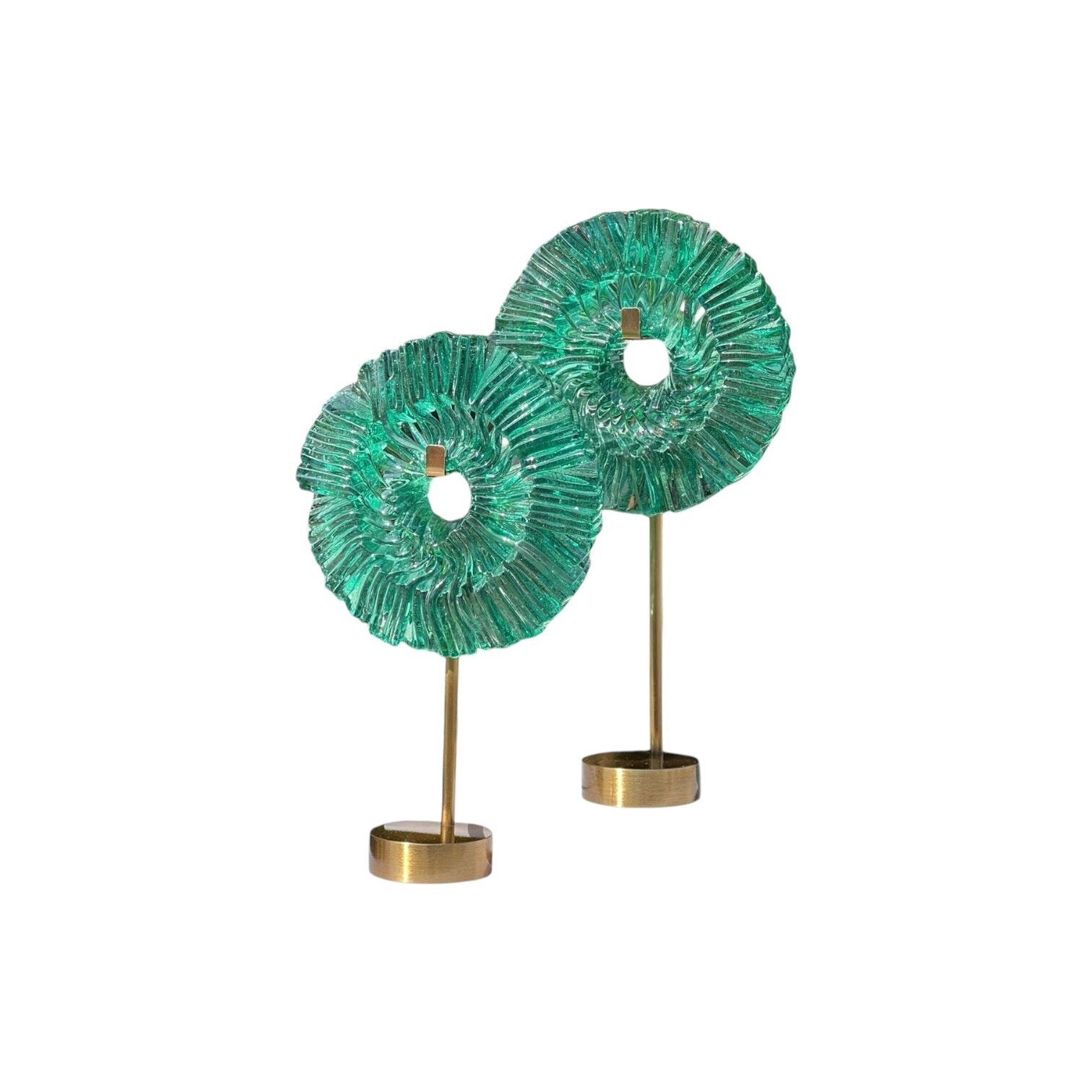 Ayaklı Mini Cam Disk Set - Su Yeşili