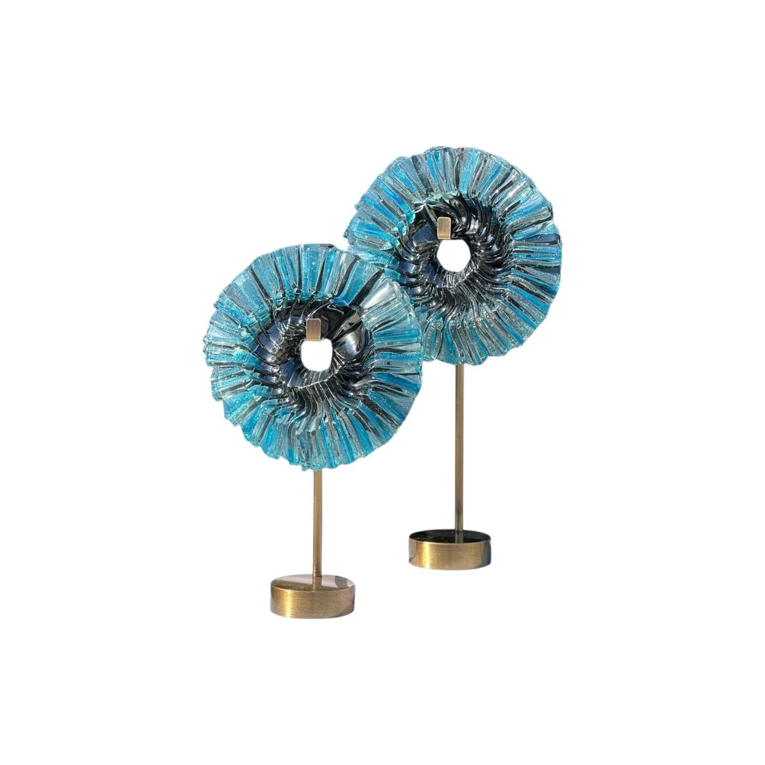 Ayaklı Mini Cam Disk Set - Turkuaz