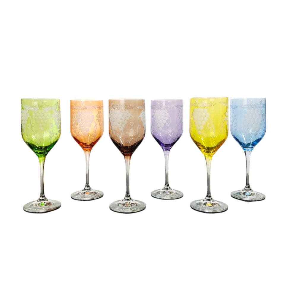 Üzüm Desenli Kadeh Bardak Set