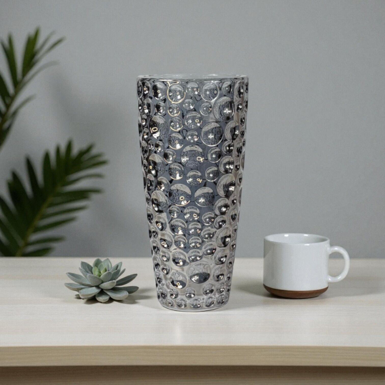 Çukur Desen Vazo - Füme