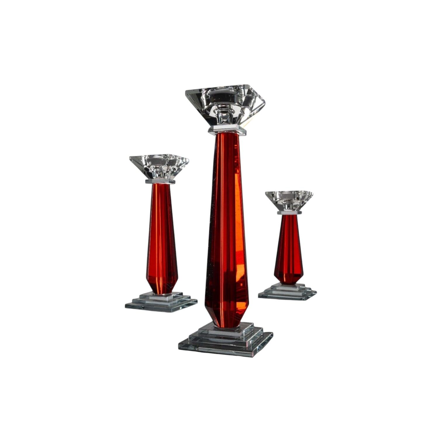 3'lü Baba Şamdan - Kırmızı