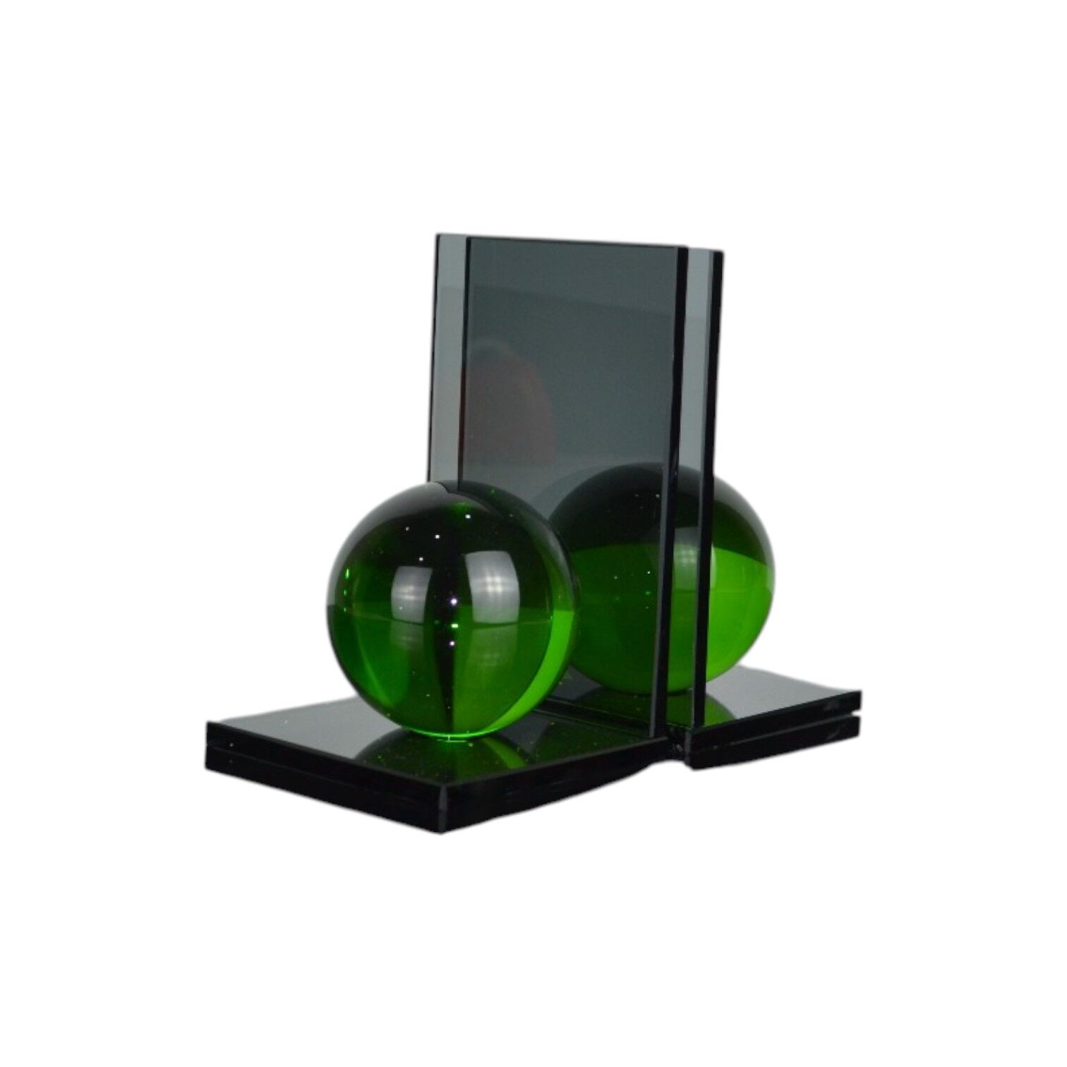 L Küre Kitap Tutucu Füme Cam - Yeşil