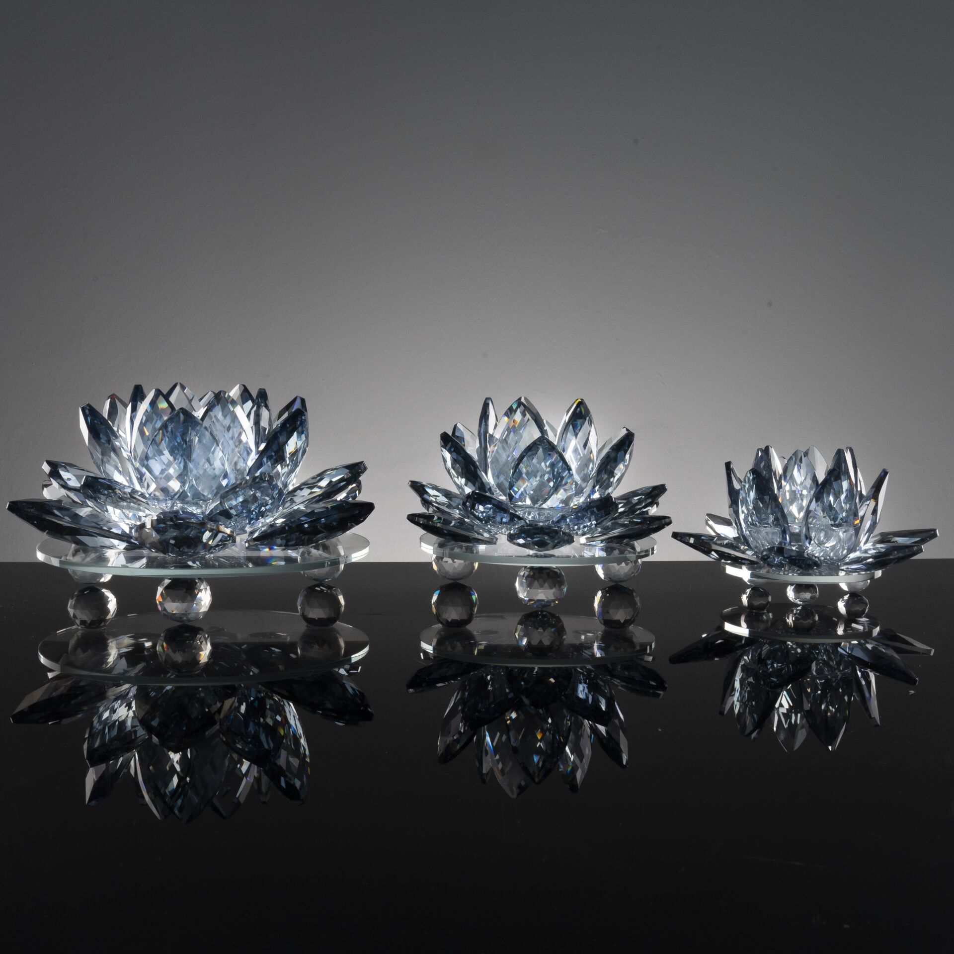 3'lü Cam Lotus Set - Mavi