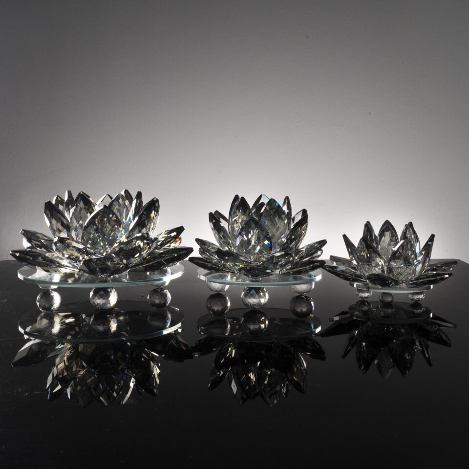 3'lü Cam Lotus Set - Füme