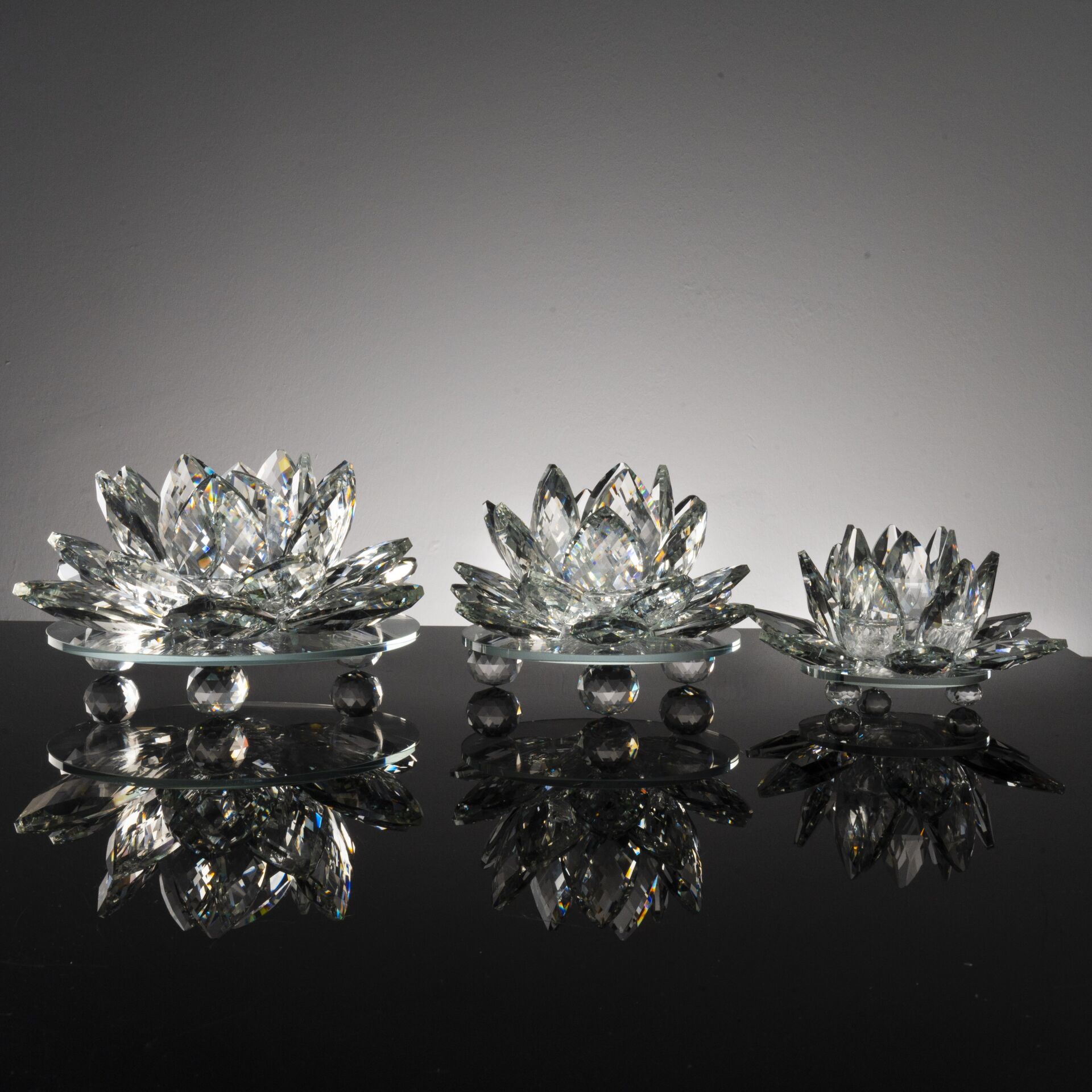 3'lü Cam Lotus Set - Şeffaf