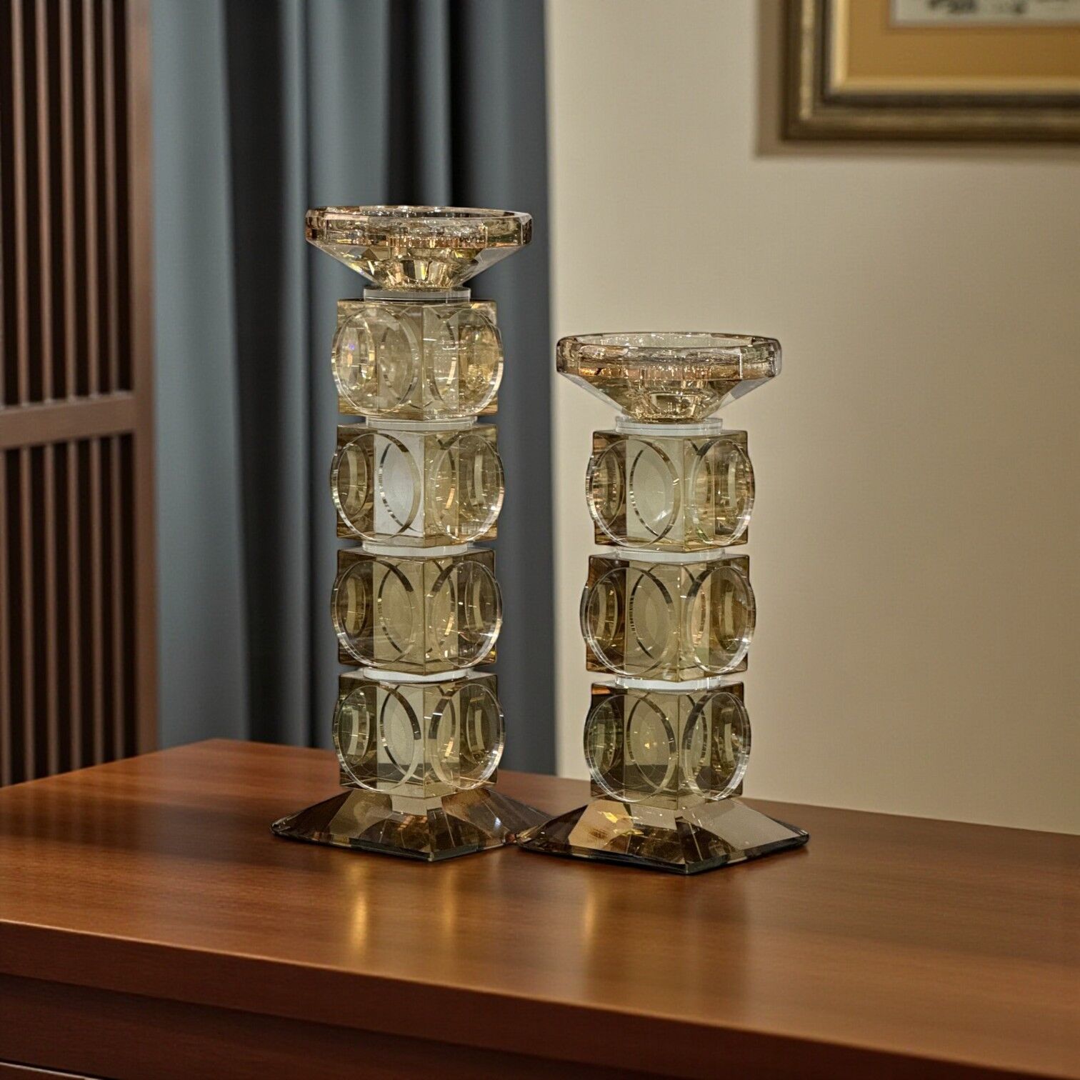 Pullu Şamdan Set - Şampanya