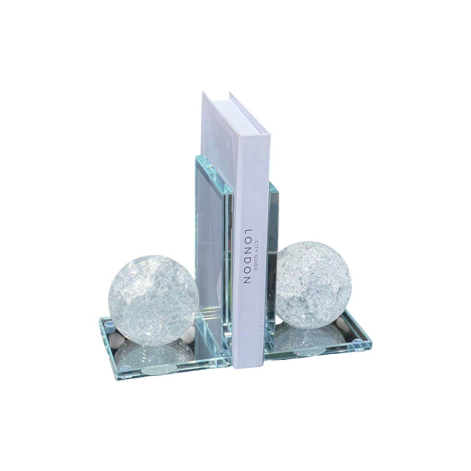 L Kırık Küre Kitap Tutucu - Şeffaf