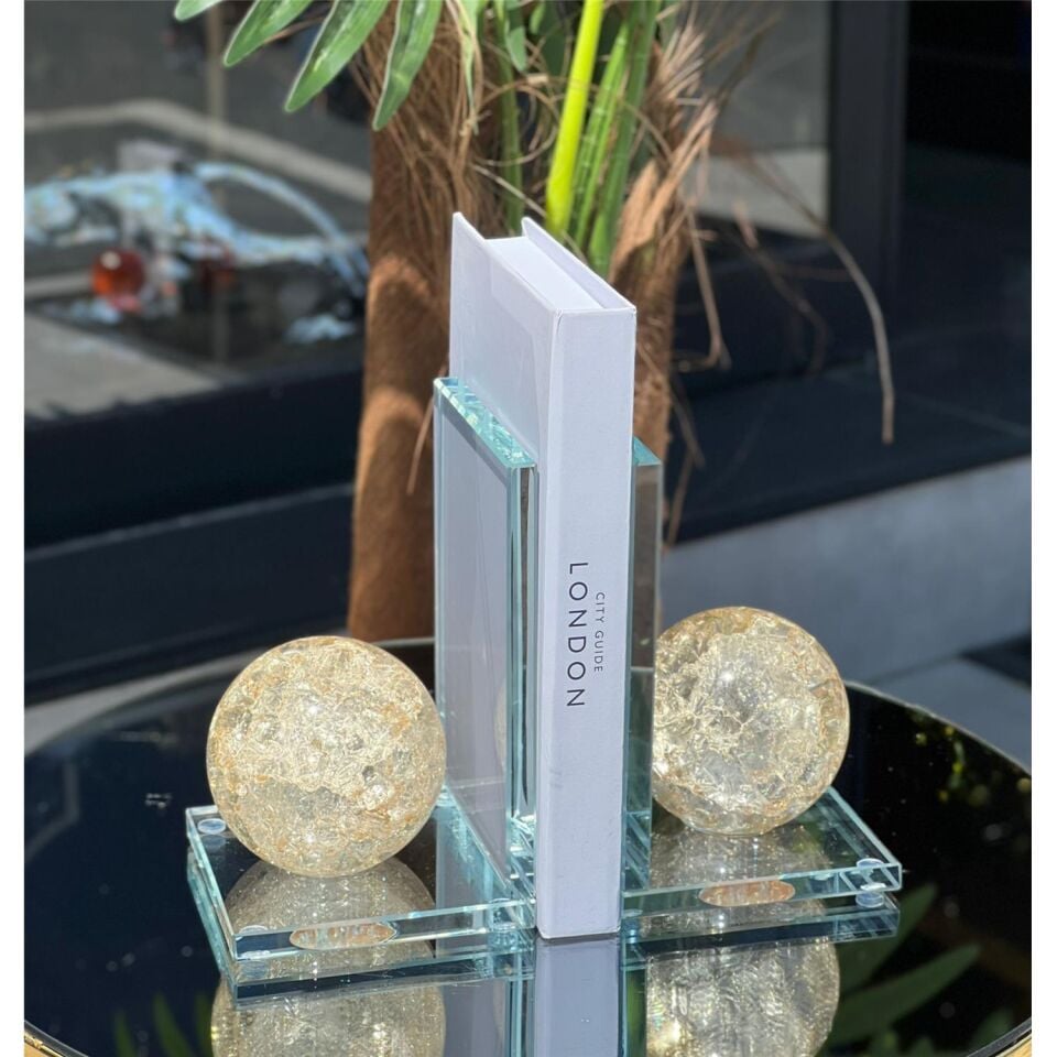 L Kırık Küre Kitap Tutucu - Şampanya