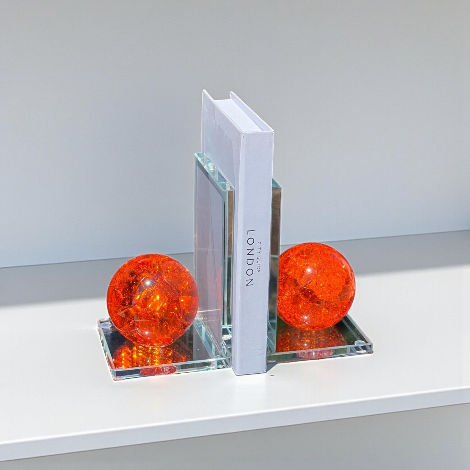 L Kırık Küre Kitap Tutucu - Turuncu