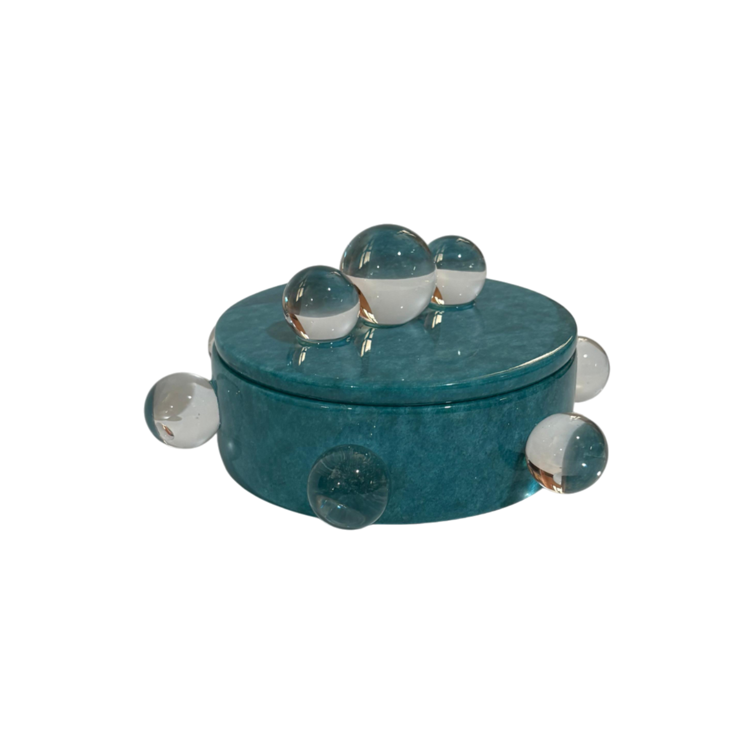 Kristal Detaylı Mermer Kutu - Mavi