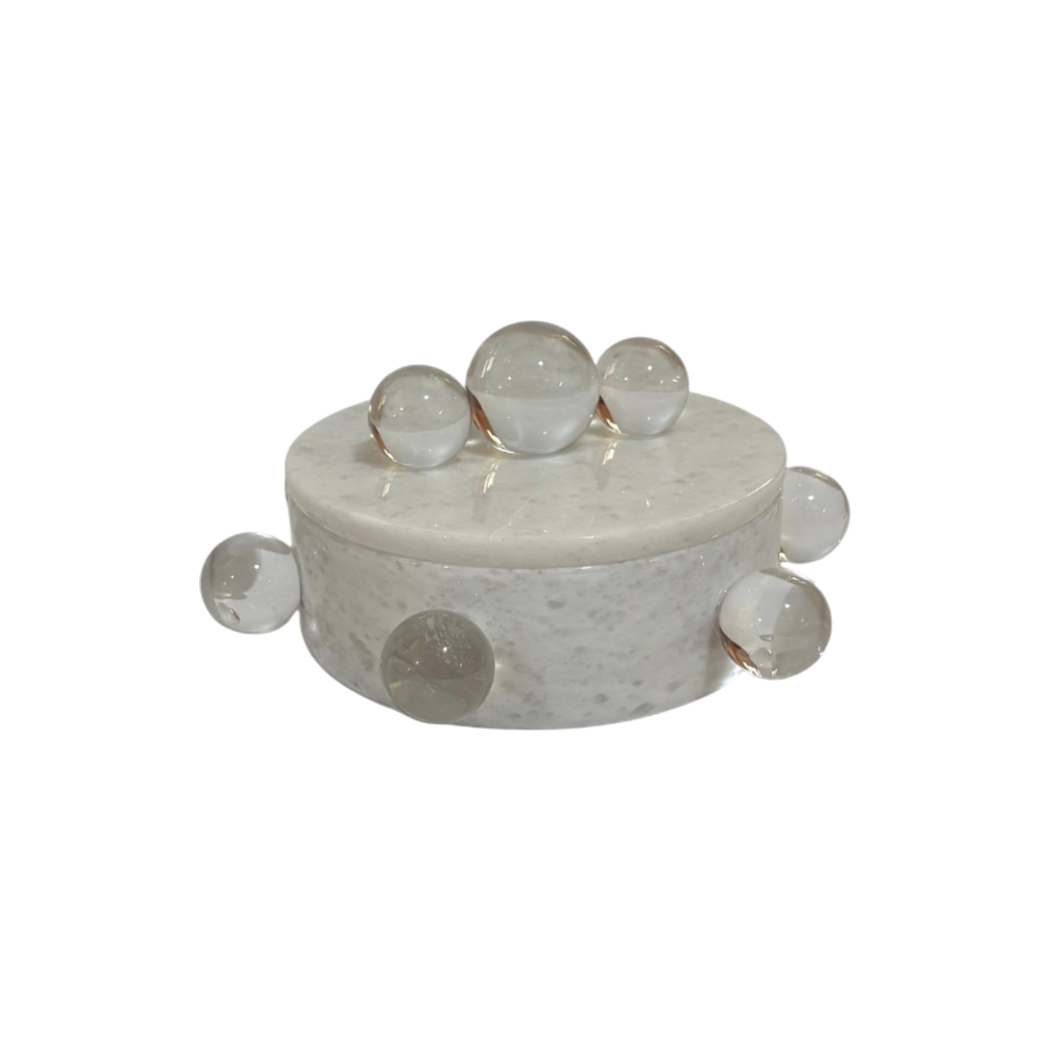 Kristal Detaylı Mermer Kutu - Beyaz