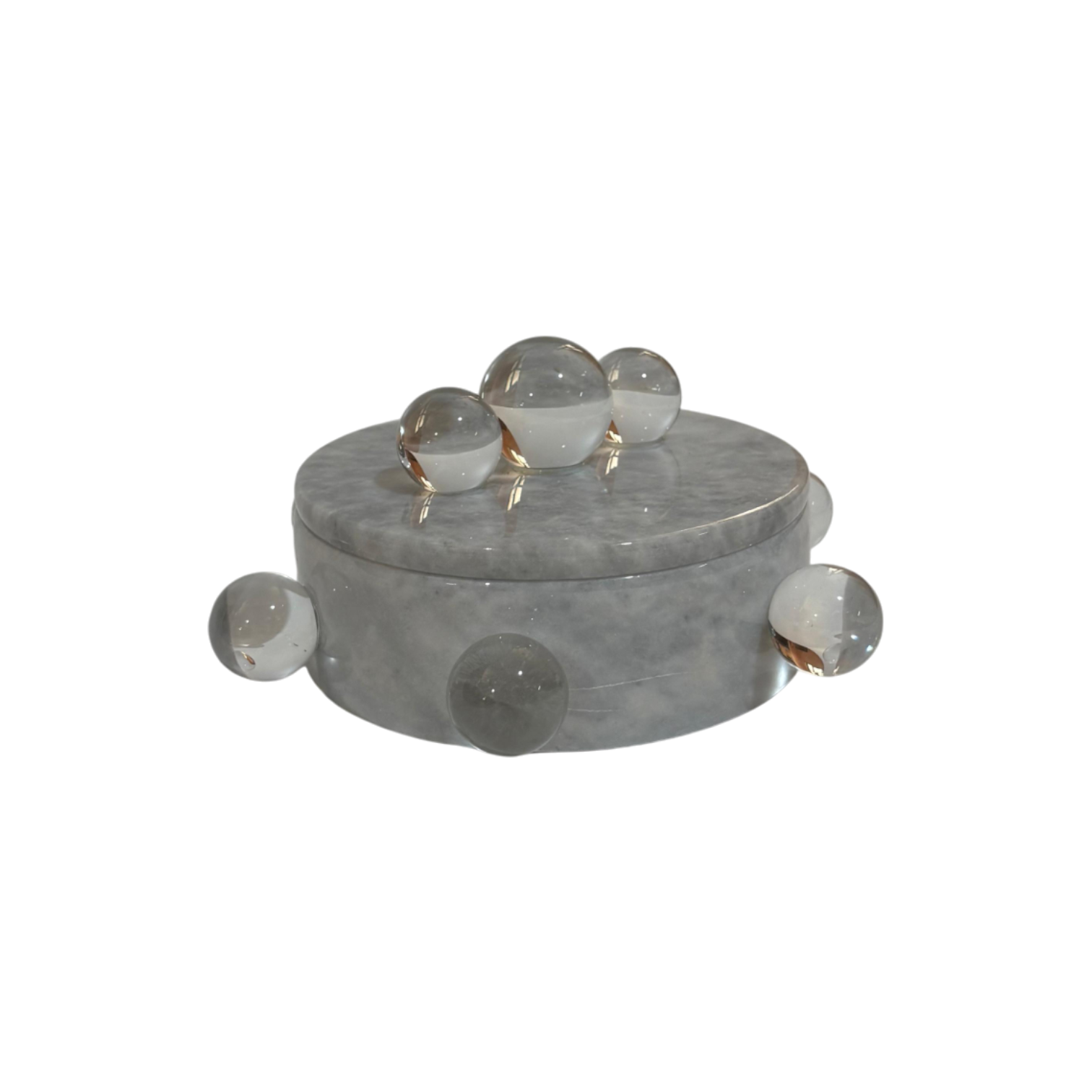 Kristal Detaylı Mermer Kutu - Gri